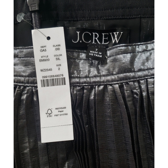 23. J.Crew Pleated silver lamé midi skirt - Picture 8 of 9